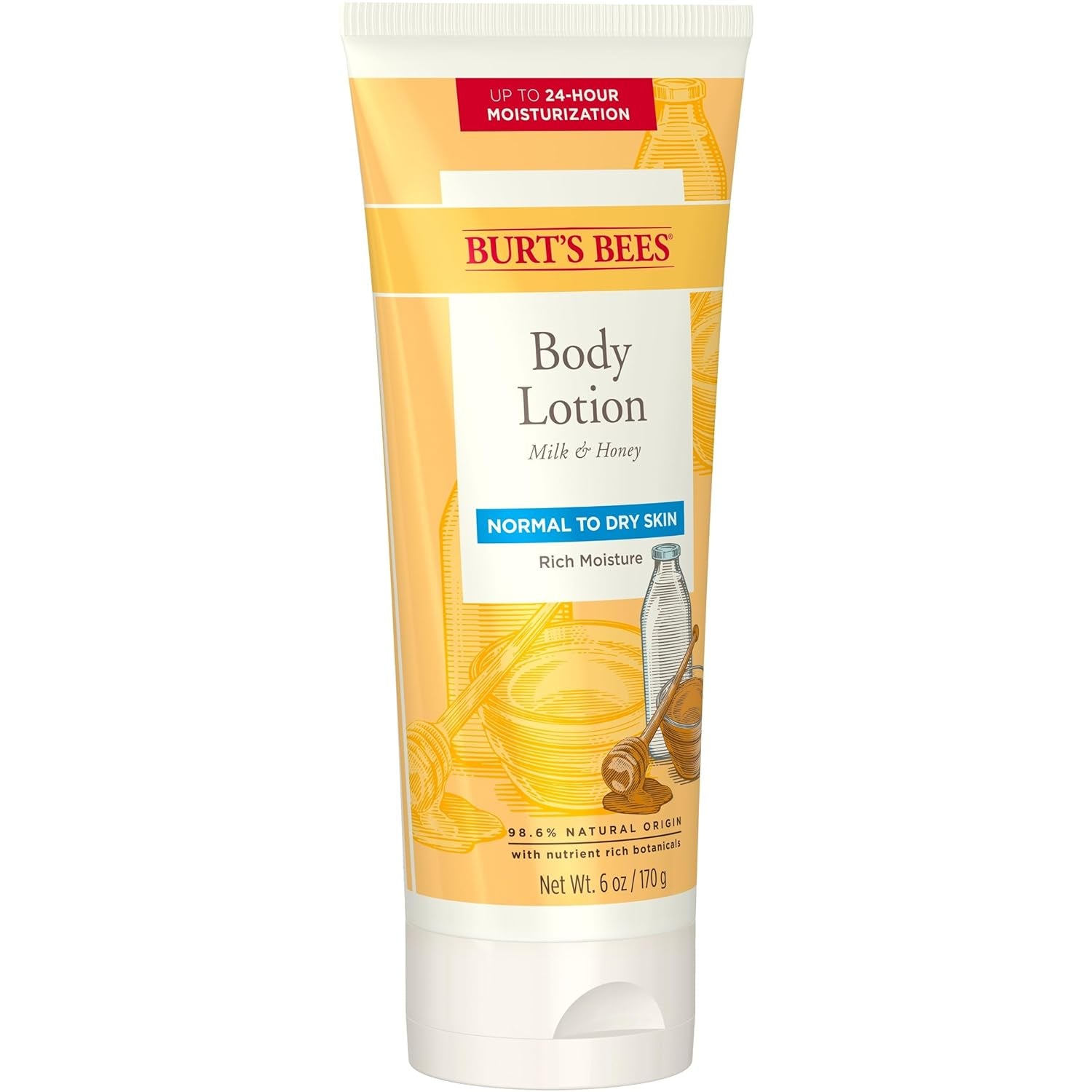 Stocking Stuffers, Body Lotion Christmas Gifts with Milk and Honey, Moisturizing Lotion for Normal to Dry Skin, 98.6 Percent Natural Origin Skin Care, 6 Oz. Bottle (3-Pack)