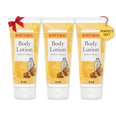 Stocking Stuffers, Body Lotion Christmas Gifts with Milk and Honey, Moisturizing Lotion for Normal to Dry Skin, 98.6 Percent Natural Origin Skin Care, 6 Oz. Bottle (3-Pack)