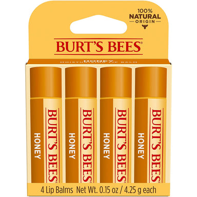 Lip Balm Easter Basket Stuffers - Honey, Lip Moisturizer with Responsibly Sourced Beeswax, Tint-Free, Natural Conditioning Lip Treatment, 4 Tubes, 0.15 Oz.