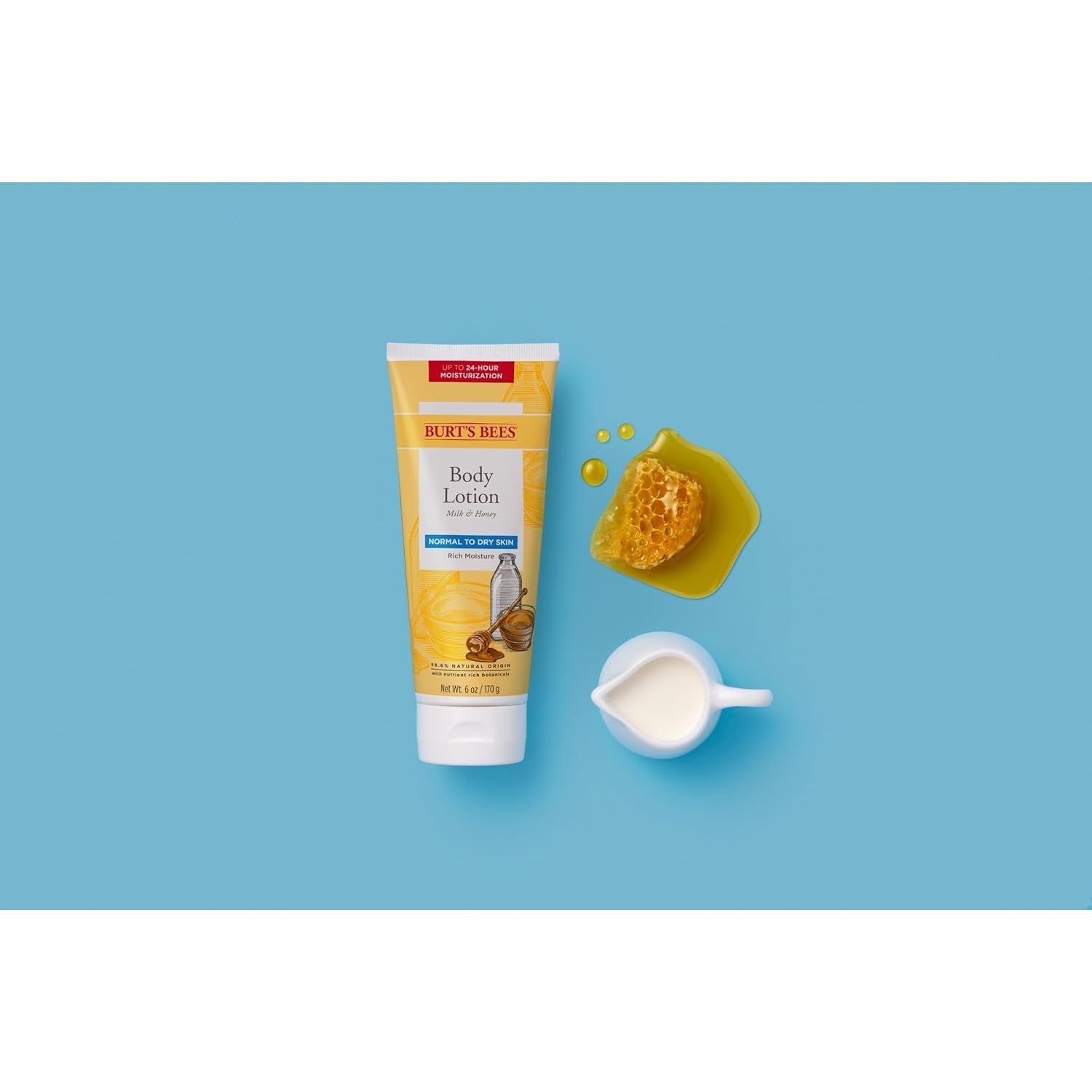 Stocking Stuffers, Body Lotion Christmas Gifts with Milk and Honey, Moisturizing Lotion for Normal to Dry Skin, 98.6 Percent Natural Origin Skin Care, 6 Oz. Bottle (3-Pack)