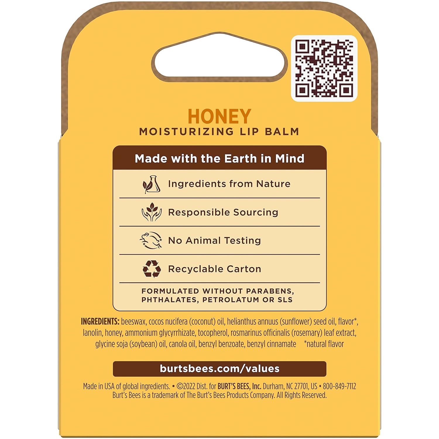 Lip Balm Easter Basket Stuffers - Honey, Lip Moisturizer with Responsibly Sourced Beeswax, Tint-Free, Natural Conditioning Lip Treatment, 4 Tubes, 0.15 Oz.