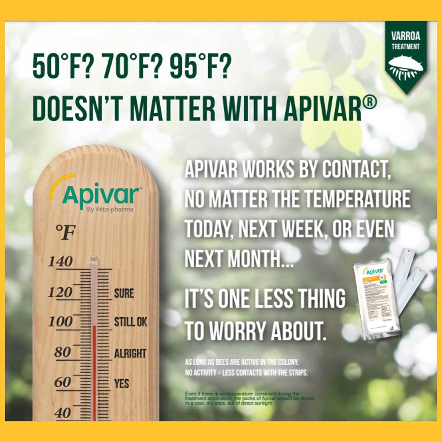 Apivar Varroa Mite Treatment with Easy Rip Strips for Managing Mites on Honey Bees (4 Pack)