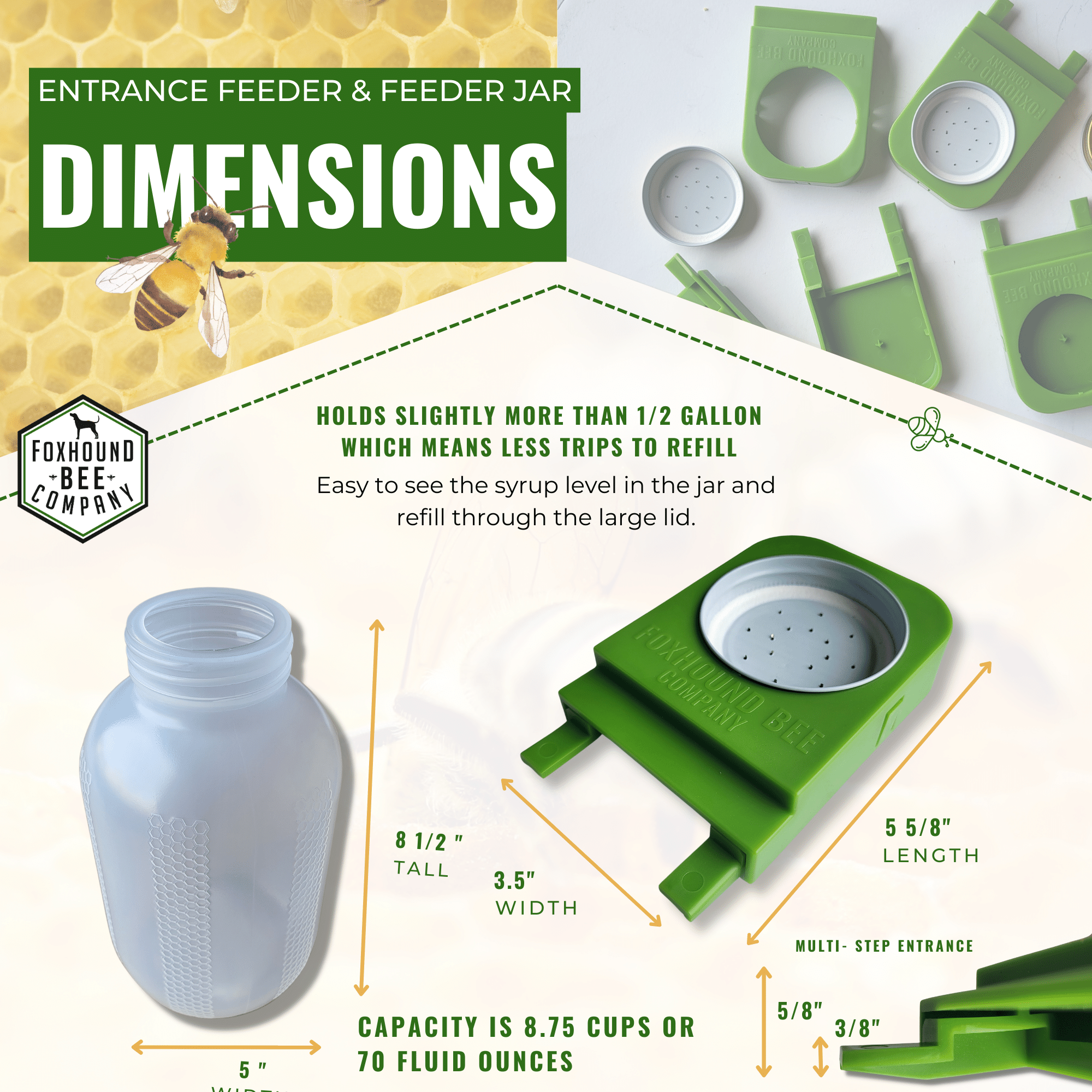 1/2 Gallon Jar and Foxhound Entrance Feeder with UV Inhibitor