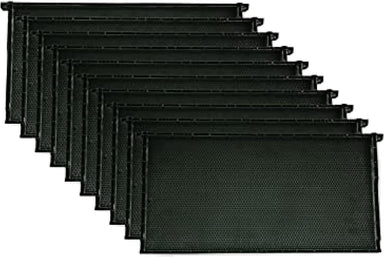 Premium Beekeeping Frames, All-In-One Frame & Foundation, Natural Beeswax Coating, Universal Fit, BPA & BPS Free, 9 1/8 Inches, Black, 10-Pack